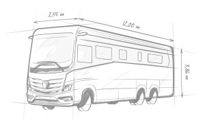 Illustration de la taille du Camping-car de luxe Morelo Grand Empire.