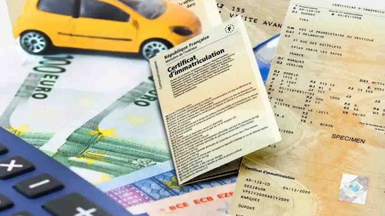 Certificat d'immatriculation et coût du cheval fiscal en 2025.