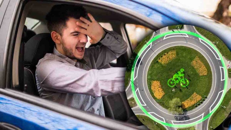 Nouveau rond-point révolutionnaire en France, vue aérienne du design innovant facilitant la circulation.