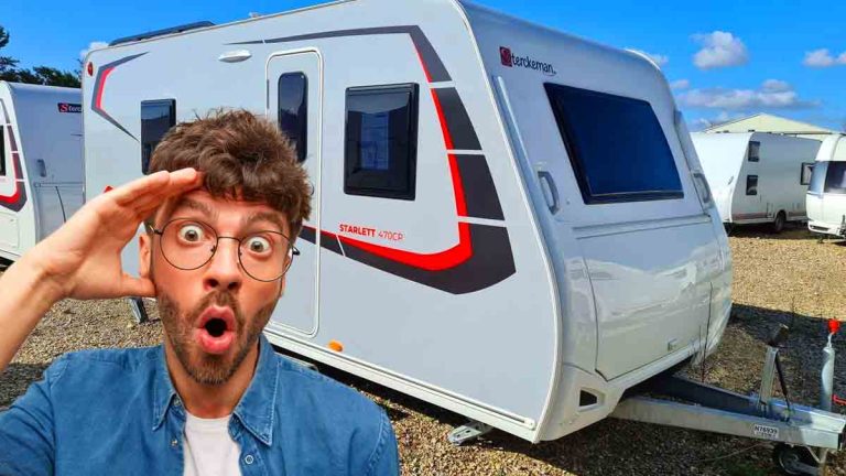 Mini-caravane Sterckeman Easy 366 PE, modèle compact et léger pour voyager à petit prix.